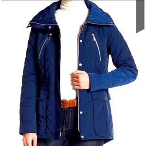 BCBGeneration Quilted Puffer Coat Royal Blue Jacket Size L